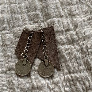Leather and silver earrings